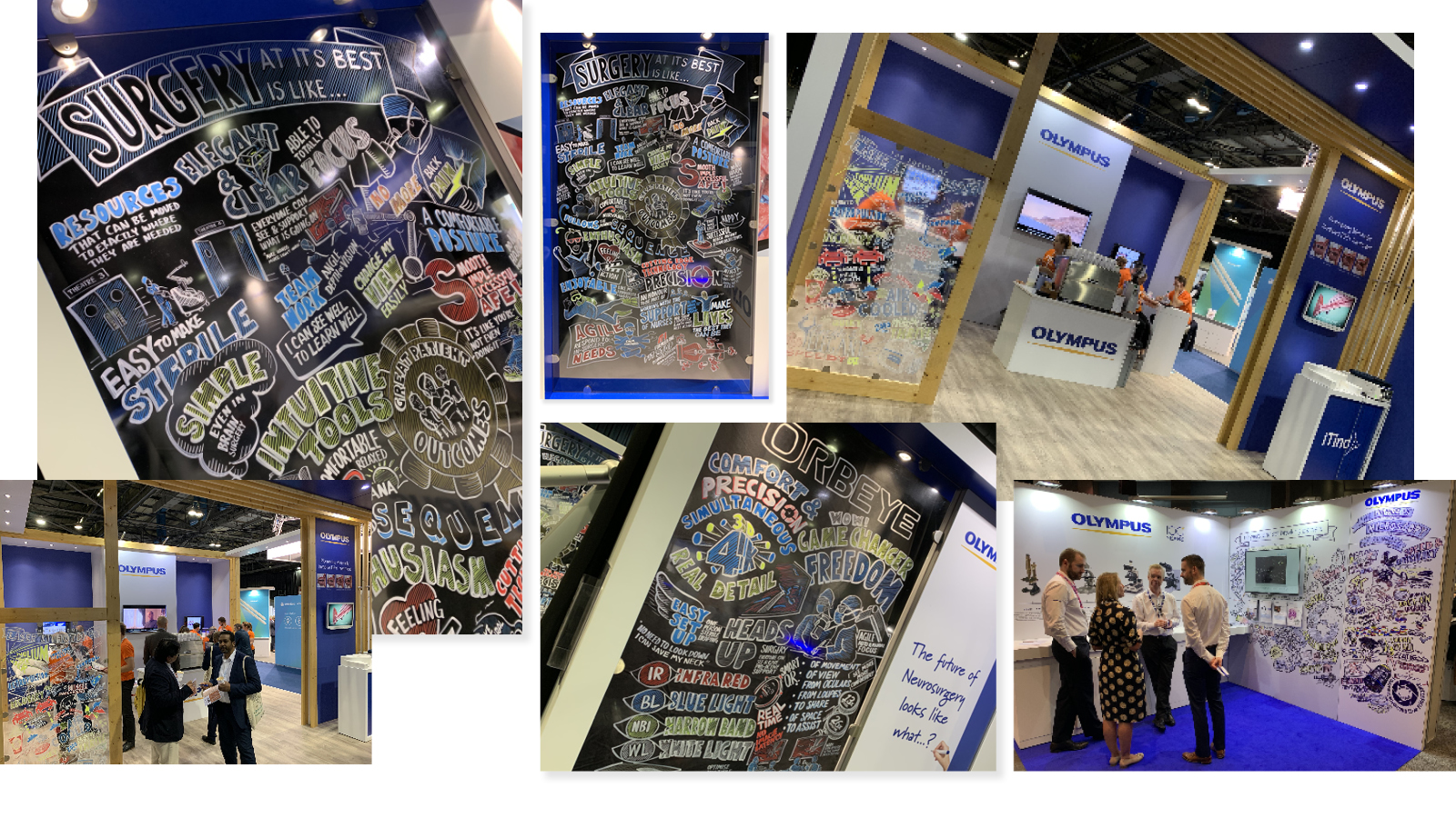 Live On-exhibition stand scribing to glass panels for Olympus Medical